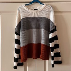 ZESICA - COLOR BLOCK WIDE SLEEVE SWEATER